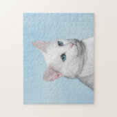 Puzzle Peinture de chat blanc - Art de chat original mign (Vertical)