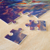 Puzzle Peinture de chat blanc avec parasol dans le champ  (Côté)