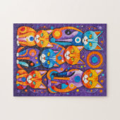 Puzzle Peinture de chats géométriques abstraits (Horizontal)