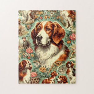 Puzzle Peinture de chien breton vintage