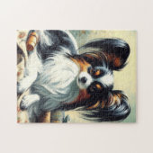 Puzzle Peinture de chien Papillon vintage (Horizontal)