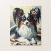Puzzle Peinture de chien Papillon vintage (Vertical)