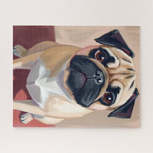 Puzzle Peinture de chien Pug animal de compagnie (Horizontal)