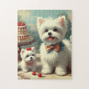 Puzzle Peinture de chiot maltais mignon