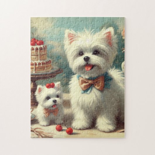 Puzzle Peinture de chiot maltais mignon (Vertical)