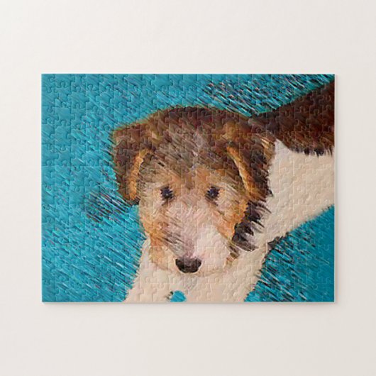 Puzzle Peinture de chiot Terrier Fox - Art de chien origi (Horizontal)