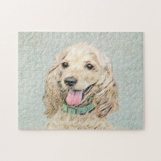 Puzzle Peinture de Cocker Spaniel Buff - Art de chien ori (Horizontal)