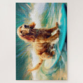 Puzzle Peinture de Cocker Spaniel faisant du surf sur la (Vertical)