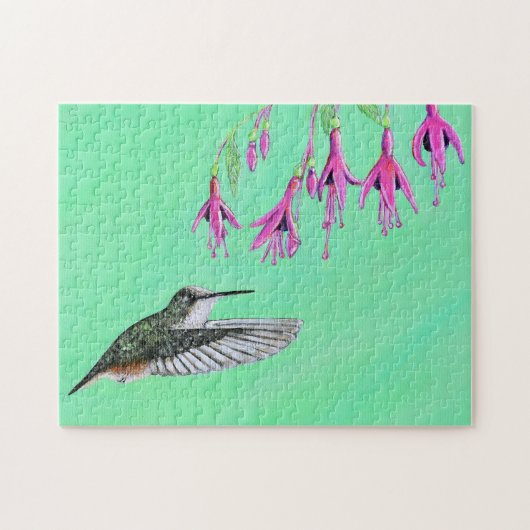 Puzzle Peinture de colibri et Fuchsia (Horizontal)