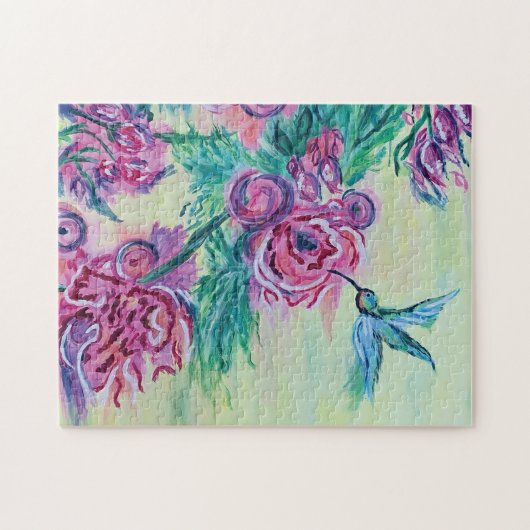 Puzzle Peinture de colibri vert pourpre (Horizontal)