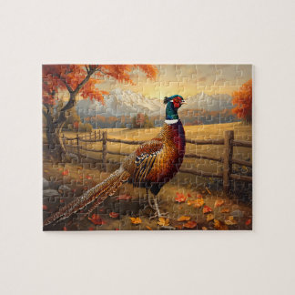 Puzzle Peinture de coucher de soleil de montagne automnal