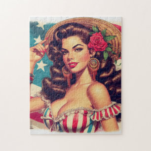 Puzzle Peinture de femme magnifique rétro