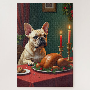 Puzzle Peinture de fête de Noël de Bouledogue Français