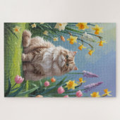 Puzzle Peinture de fleurs de printemps de chat persan (Horizontal)