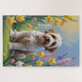 Puzzle Peinture de fleurs printanières Bernedoodle (Horizontal)