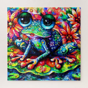 Puzzle Peinture de grenouille florale impressionniste
