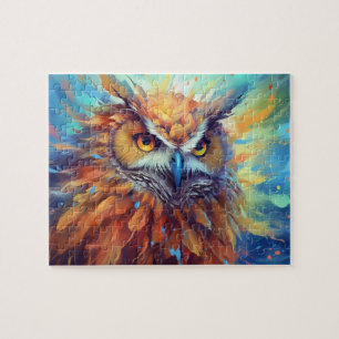 Puzzle Peinture de hibou Aquarelle colorée Art Abstrait