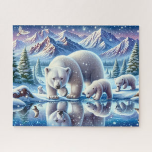 Puzzle Peinture de la scène neigeuse de la famille des ou