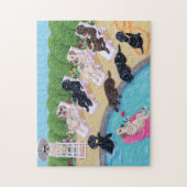 Puzzle Peinture de Labradors de partie de Poolside (Vertical)
