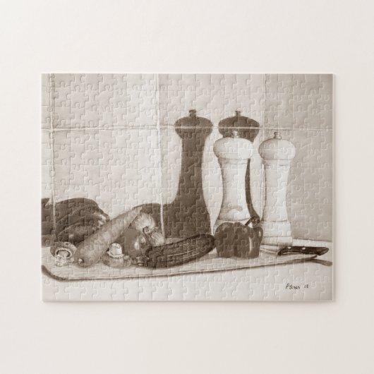 Puzzle peinture de légumes sur planche à découper (Horizontal)