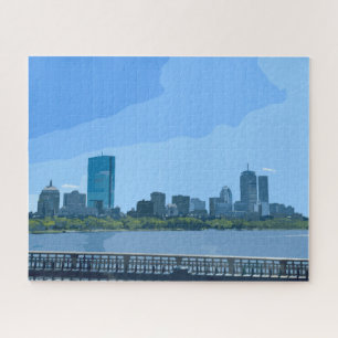 Puzzle Peinture de l'horizon de Boston sur la rivière Cha