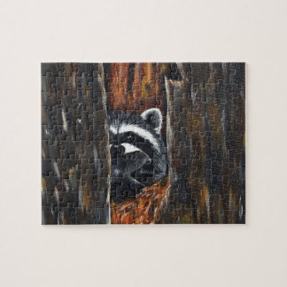 Puzzle Peinture de Maman et Bébé Raton Laveur