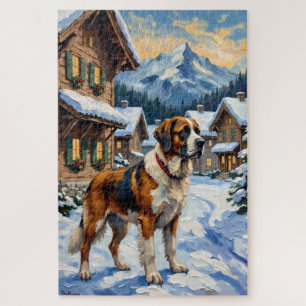 Puzzle Peinture de Noël alpine vintage de Saint-Bernard