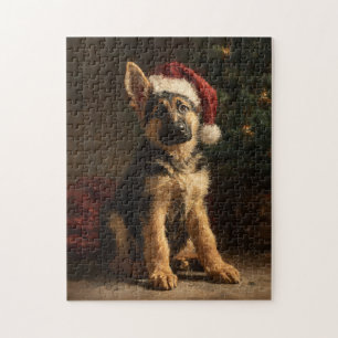 Puzzle Peinture de Noël de chiot Berger Allemand