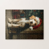 Puzzle Peinture de Noël de chiot Otterhound (Horizontal)