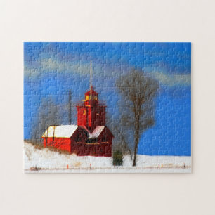 Puzzle Peinture de phare rouge - Art original