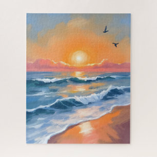 Puzzle Peinture de plage à l'aquarelle du coucher de sole