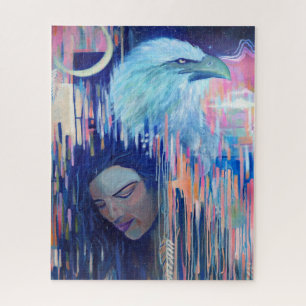 Puzzle Peinture de portrait d'aigle et de femme au réalis
