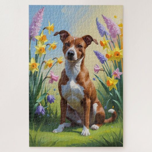 Puzzle Peinture de printemps de chien Basenji (Vertical)