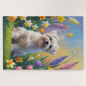 Puzzle Peinture de printemps de chien maltais (Horizontal)