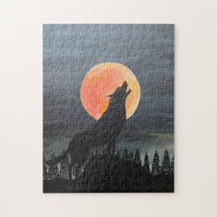 Puzzle Peinture de silhouette de loup par Alfred Fox