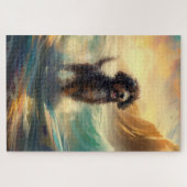 Puzzle Peinture de surf à la plage de Bernedoodle (Horizontal)