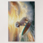 Puzzle Peinture de surf de plage de Bichon Frise (Vertical)