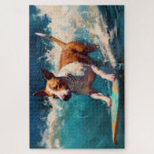 Puzzle Peinture de surf de plage de Bull Terrier (Vertical)