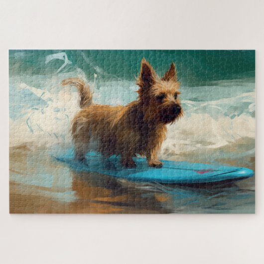 Puzzle Peinture de surf de plage de Terrier Australien (Horizontal)