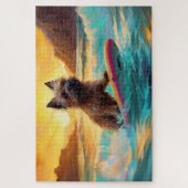 Puzzle Peinture de surf de plage de Terrier Cairn (Vertical)