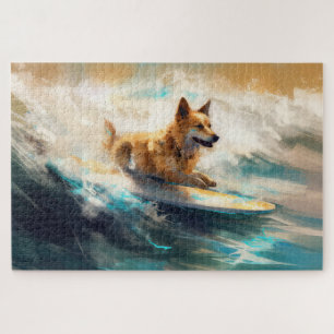 Puzzle Peinture de Surf sur Plage avec un Lappish Lunde S