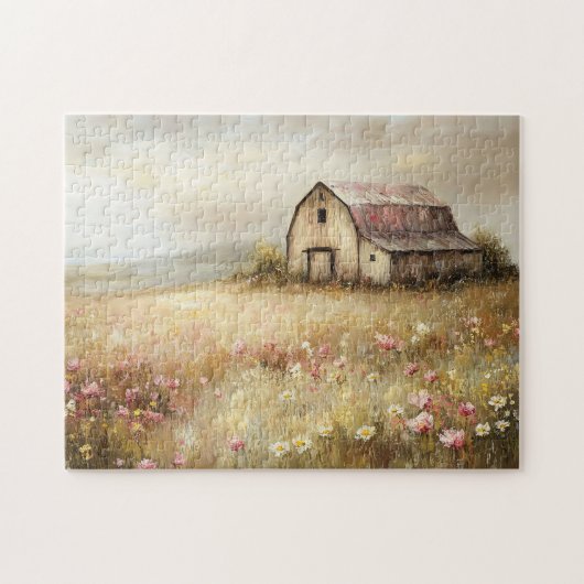 Puzzle Peinture de terrain Fleur sauvage de grange blanch (Horizontal)
