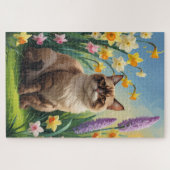 Puzzle Peinture des fleurs de printemps de chats abyssini (Horizontal)