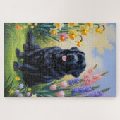 Puzzle Peinture des fleurs de printemps des chiens de Ter (Horizontal)