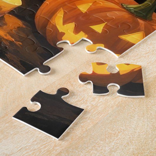 Puzzle Peinture d'Halloween en chats noirs (Côté)