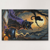 Puzzle Peinture d'Halloween en chats noirs (Horizontal)