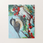 Puzzle Peinture d'oiseaux sur le chickadee doux (Vertical)