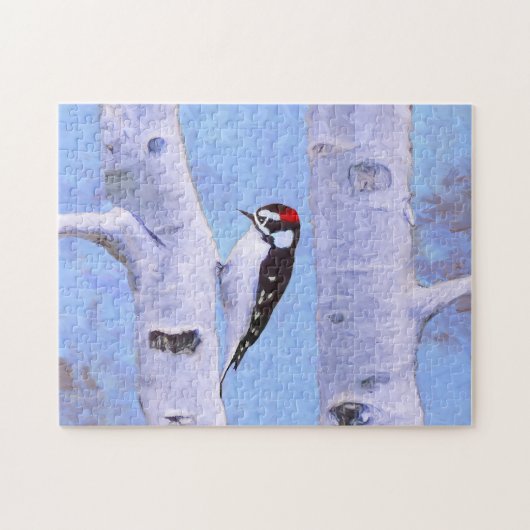 Puzzle Peinture Downy Woodpecker - Art original pour oise (Horizontal)
