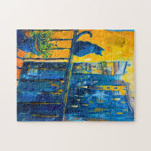 Puzzle Peinture d'un chat sur une rambarde de balcon rega (Horizontal)