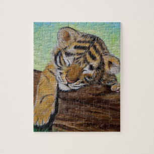 Puzzle Peinture d'un petit tigre dormant